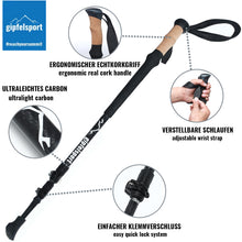 Carbon Wanderstock mit Korkgriff Lade das Bild in den Galerie-Viewer, Carbon Wanderstock mit Korkgriff