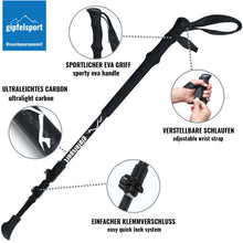 Carbon Wanderstock mit Schaumstoffgriff Lade das Bild in den Galerie-Viewer, Carbon Wanderstock mit Schaumstoffgriff