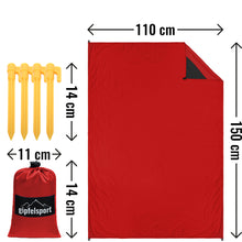Leichte Picknickdecke, kompakt & faltbar, 150x110cm groß, rot Lade das Bild in den Galerie-Viewer, Leichte Picknickdecke, kompakt & faltbar, 150x110cm groß, rot