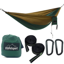 Outdoor Hängematte - Camping & Trekking Hängematte Grün/Braun Lade das Bild in den Galerie-Viewer, Outdoor Hängematte - Camping & Trekking Hängematte Grün/Braun