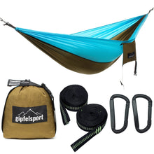 Outdoor Hängematte - Camping & Trekking Hängematte Oliv/Hellblau Lade das Bild in den Galerie-Viewer, Outdoor Hängematte - Camping & Trekking Hängematte Oliv/Hellblau