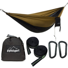 Outdoor Hängematte - Camping & Trekking Hängematte Schwarz/Oliv Lade das Bild in den Galerie-Viewer, Outdoor Hängematte - Camping & Trekking Hängematte Schwarz/Oliv