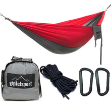 Outdoor Hängematte - Camping & Trekking Hängematte Rot/Grau Lade das Bild in den Galerie-Viewer, Outdoor Hängematte - Camping & Trekking Hängematte Rot/Grau