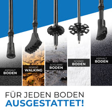 Teleskop Wanderstöcke - Aluminium Wanderstock, ausziehbar | Komplettpaket | Wir liefern dir unterschiedliche Gummipads für die Trekkingstöcke mit. Somit bist du für unterschiedliche Böden bestens ausgestattet. Zusätzlich enthalten sind schraubbare Teller für die Teleskopstöcke für Schnee und feuchte Böden enthalten. Die ideale Ausrüstung für deine nächste Wanderung. Lade das Bild in den Galerie-Viewer, Teleskop Wanderstöcke - Aluminium Wanderstock, ausziehbar | Komplettpaket | Wir liefern dir unterschiedliche Gummipads für die Trekkingstöcke mit. Somit bist du für unterschiedliche Böden bestens ausgestattet. Zusätzlich enthalten sind schraubbare Teller für die Teleskopstöcke für Schnee und feuchte Böden enthalten. Die ideale Ausrüstung für deine nächste Wanderung.