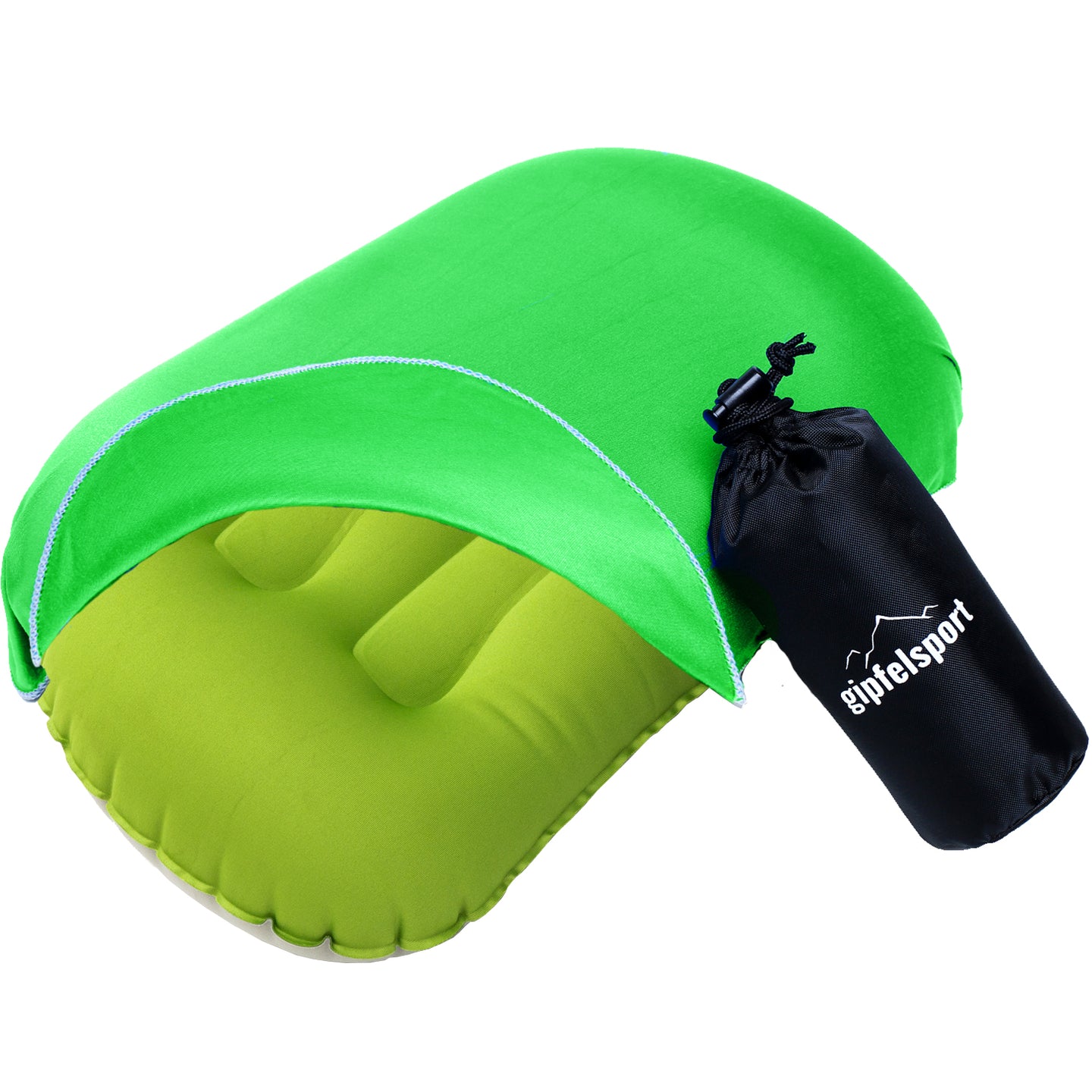 Campingkissen mit Bezug, Reise Kissen zum Aufblasen, grün