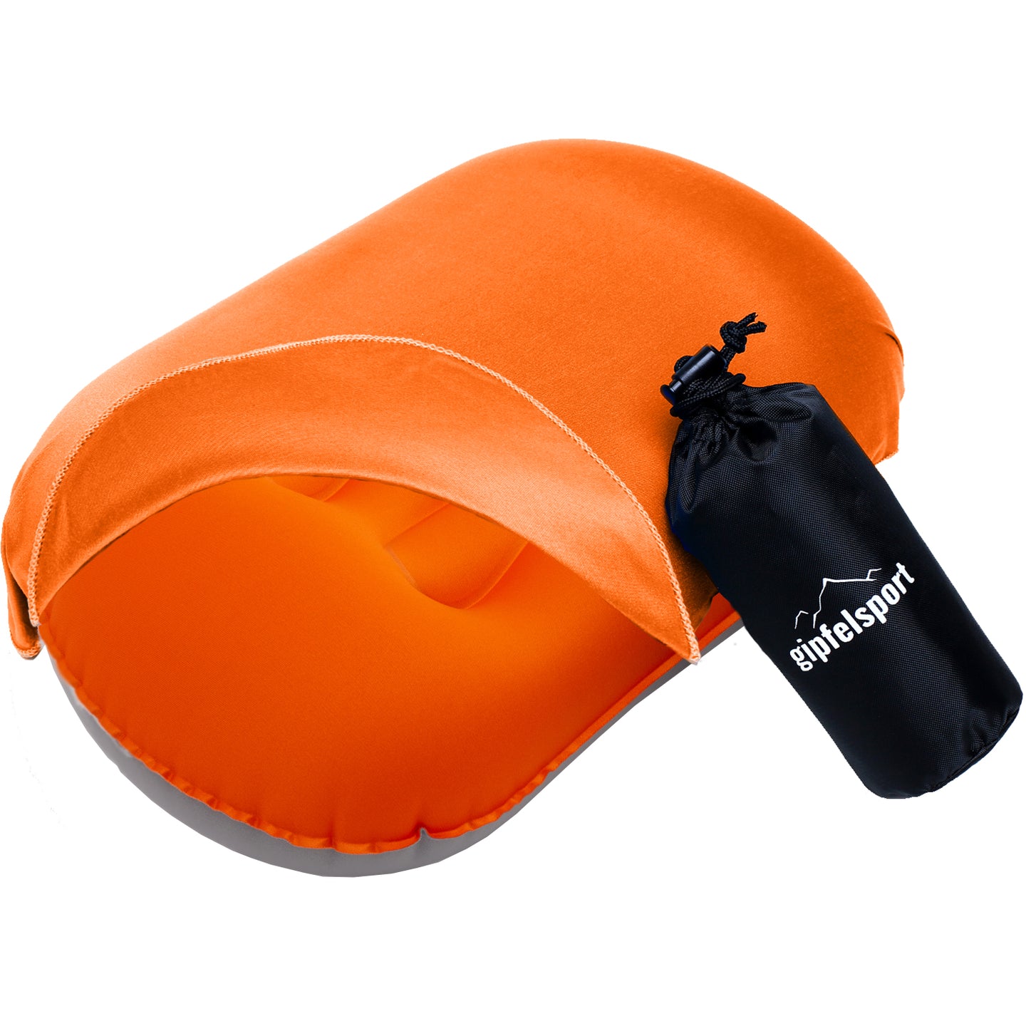 Campingkissen mit Bezug, Reise Kissen zum Aufblasen, orange